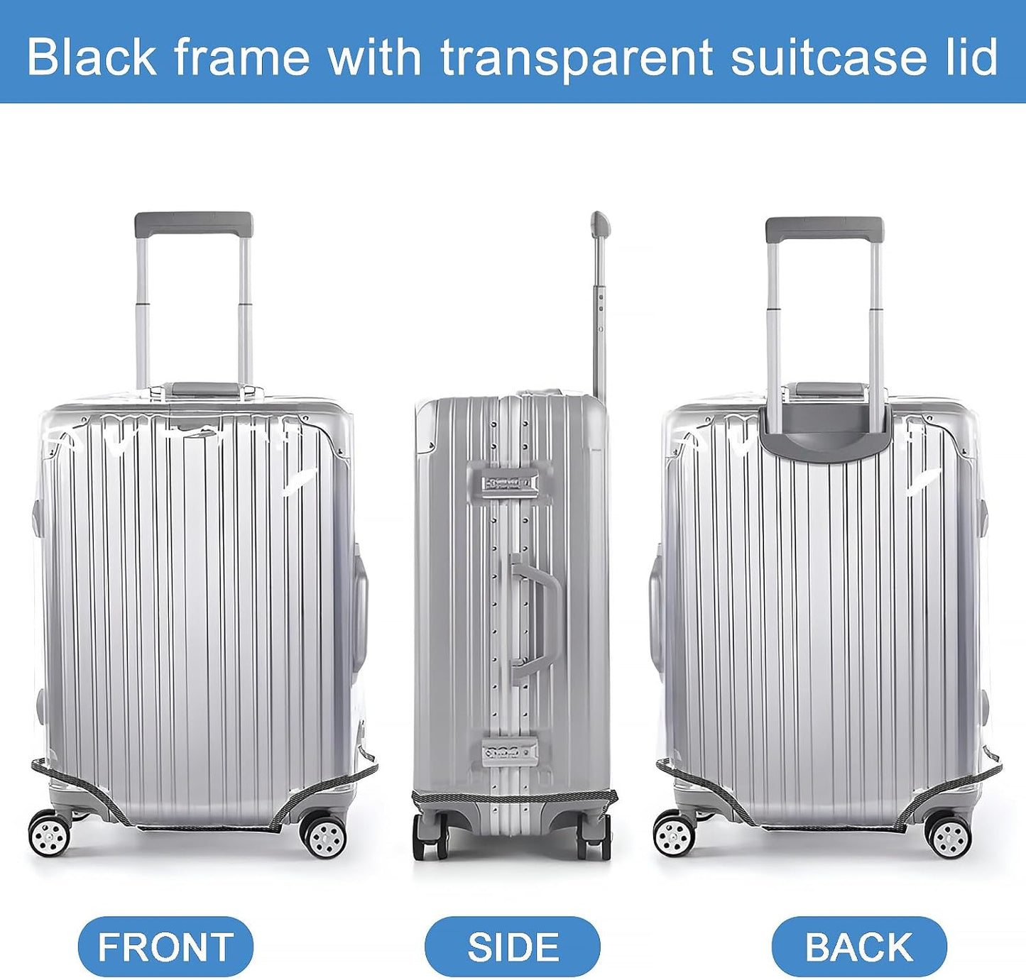 Clear Luggage Cover for 20 inch Suitcase Tsa Approved Thicken PVC Plastic Suitcase Protector Cover for Baggage Travel Waterproof.