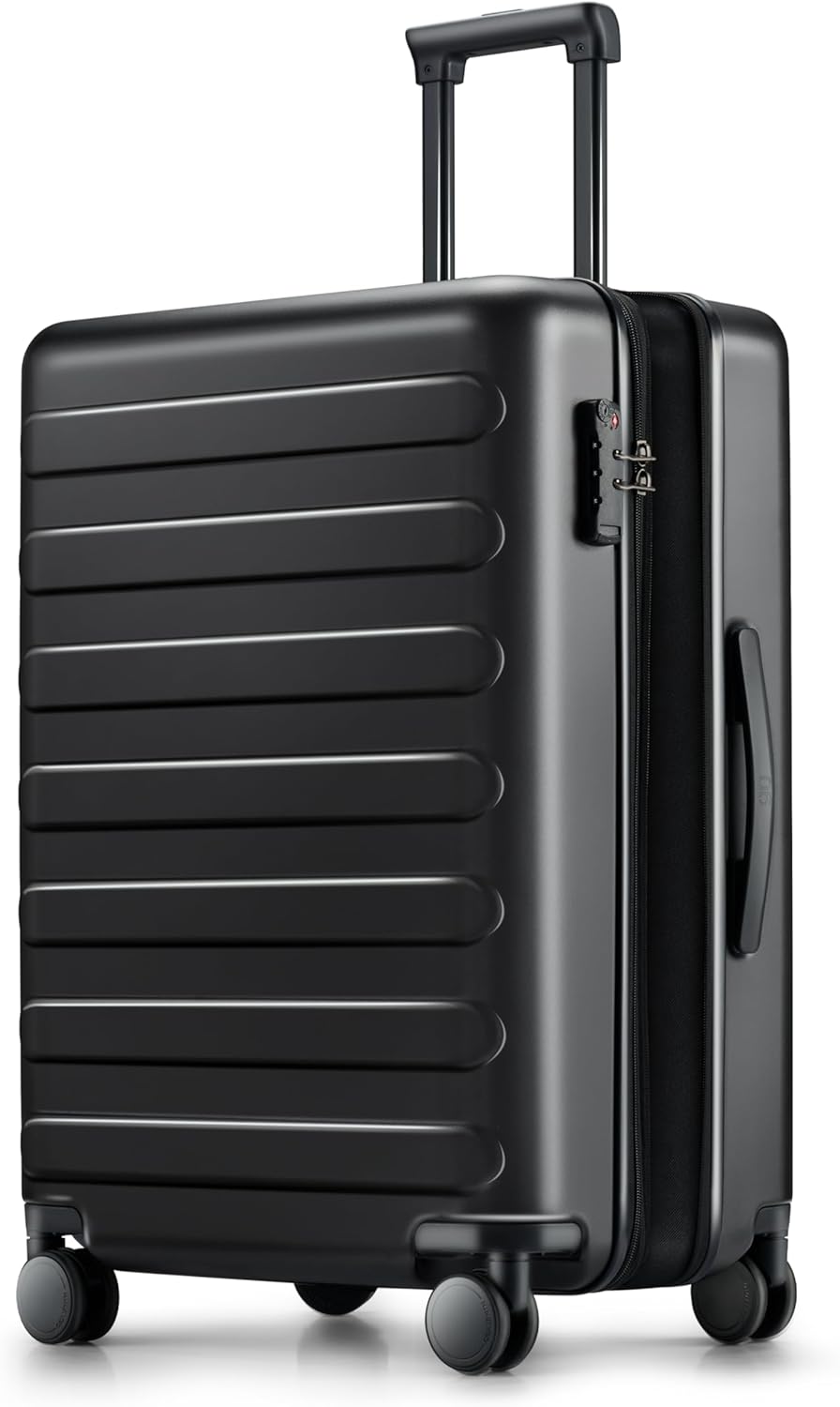 Carry on Luggage 22 X 14 X 9 Airline Approved, 20 Inch Luggage for 3-5 Days Travel, Double Spinner Wheels, 100% Hardshell PC, TSA Lock (00-Black (Expandable), Checked 24-Inch)