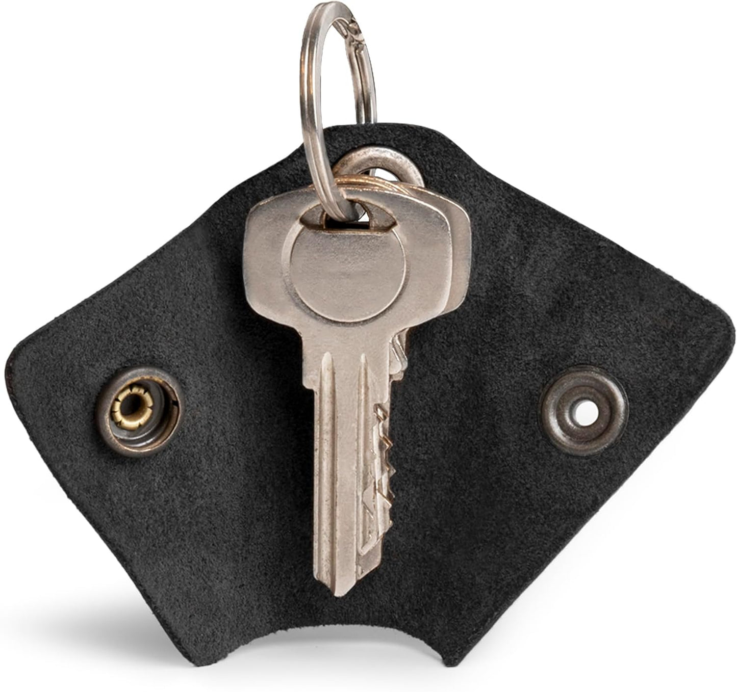 Hide & Drink Full Grain Leather Wrap Keychain, Organizer Snap Closure, Key Ring Cover, Silencer Sleeve Key Holder for Men