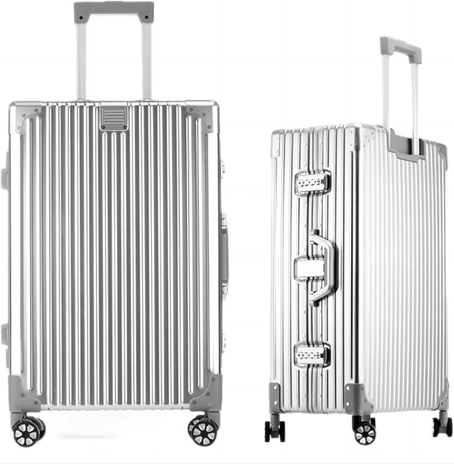 HotWay 28 Inch All Aluminum Checked in Luggage, Hard Shell Suitcase with Spinner Wheels and TSA Lock, Large Suitcase for Business Travel