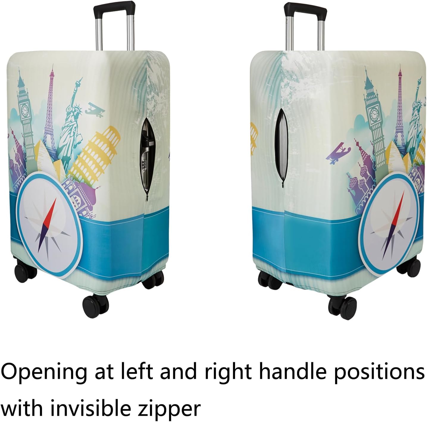 WUJIAONIAO Travel Luggage Cover Spandex Suitcase Protector Washable Baggage Covers (XL (for 29-32 inch luggage), compass)