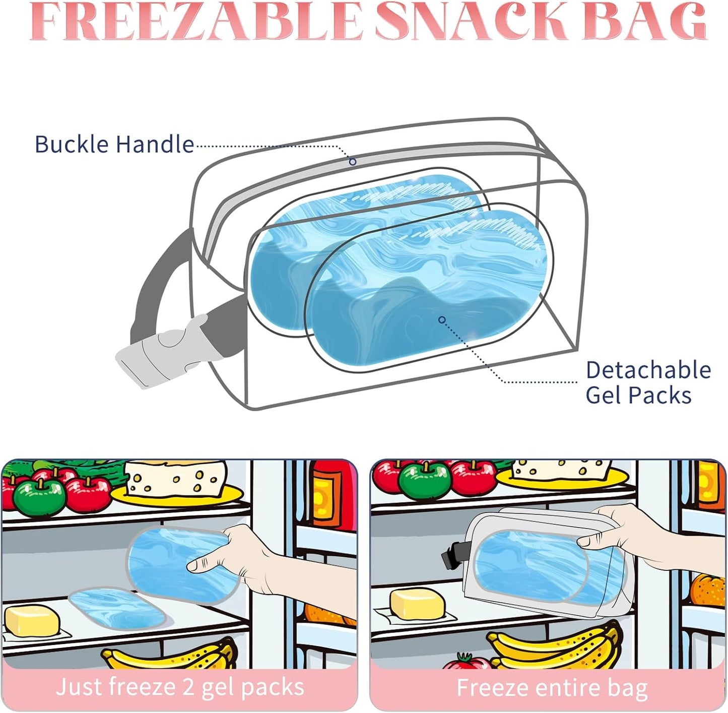 Small Cooler Bag Freezable Lunch Bag for Work School Travel,Small Lunch Bag,insulated snack bag For Adults/Kids,Mini Cooler,Lunch bag small Fit For Yogurt（Strawberries）