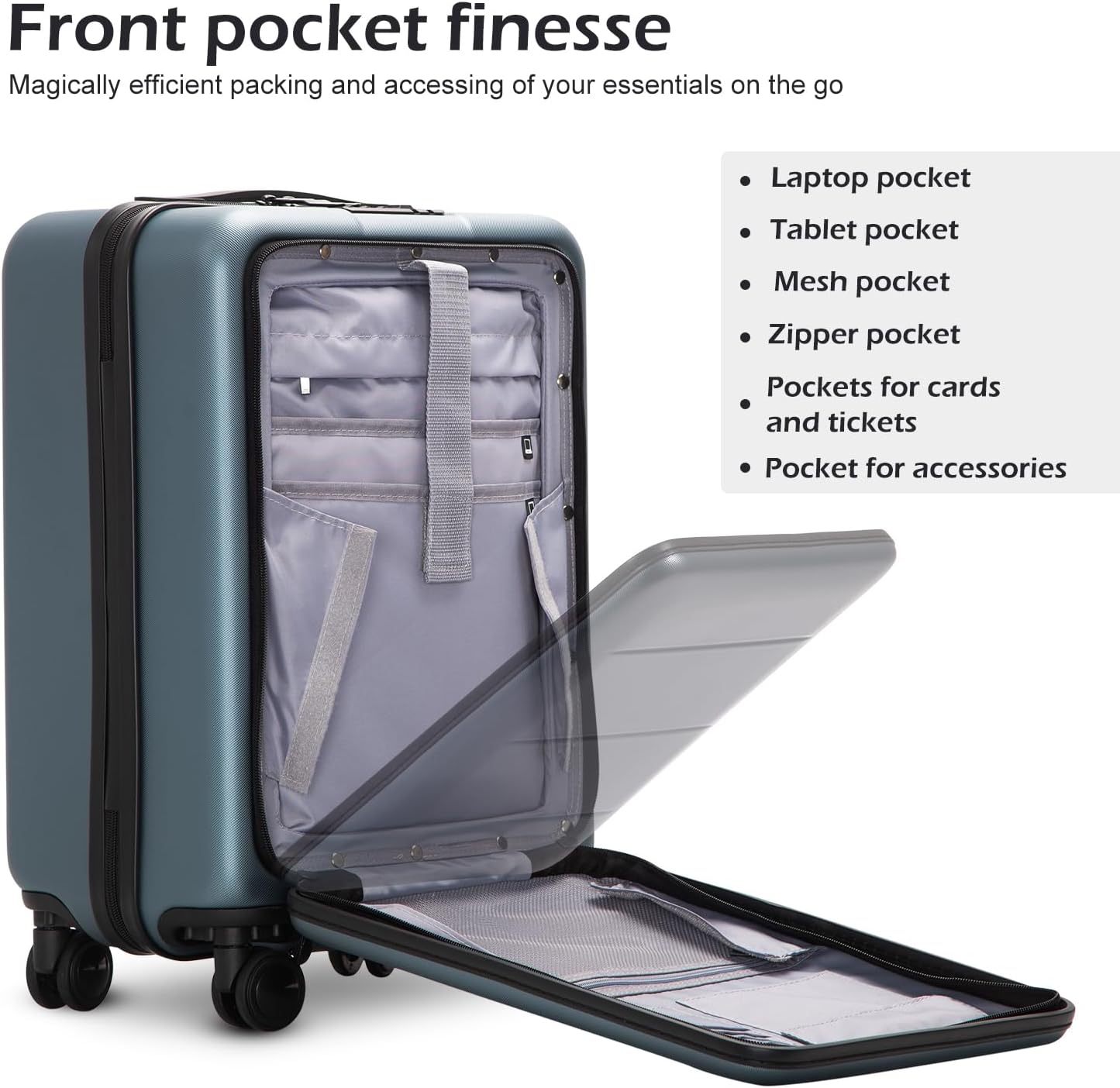 COOLIFE Luggage Suitcase Piece Set Carry On ABS+PC Spinner Trolley with pocket Compartmnet Weekend Bag (Sakura pink, 2-piece Set)
