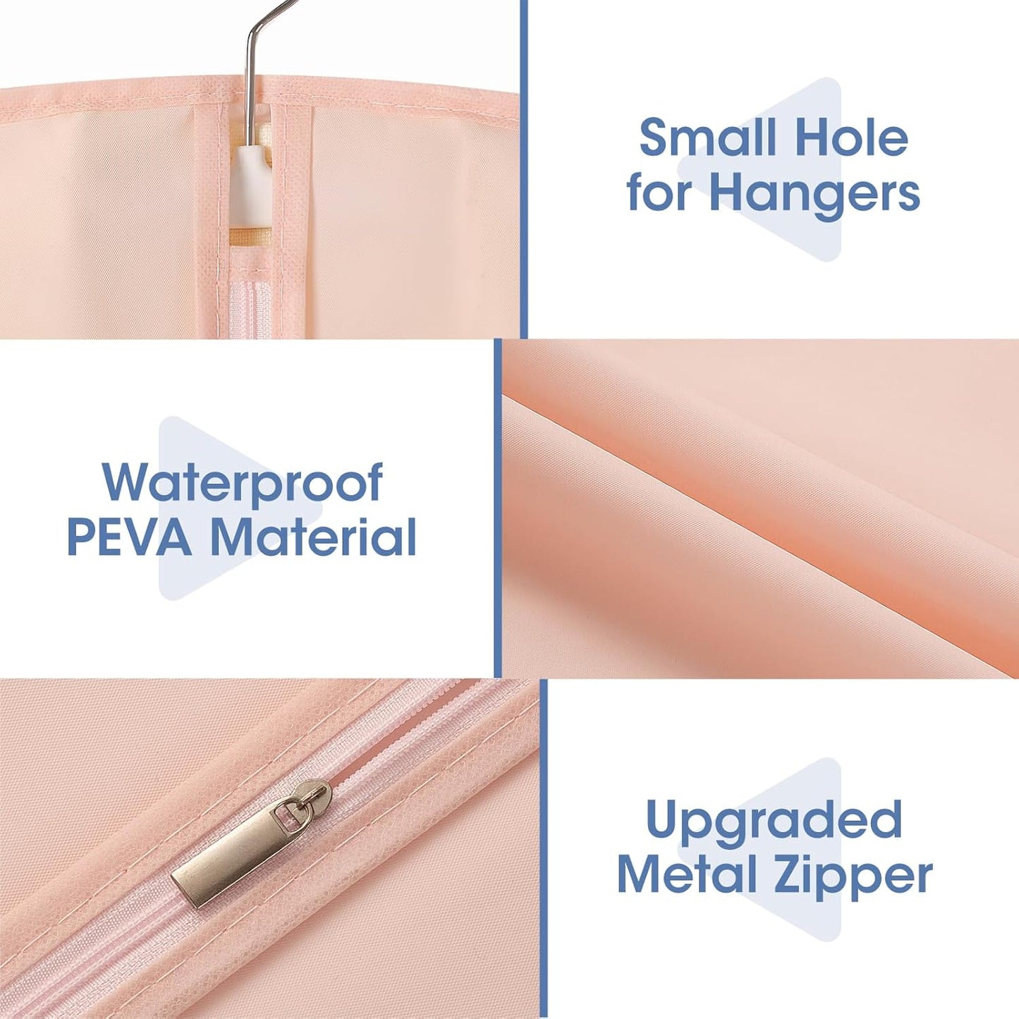Garment Bags for Hanging Clothes, 50" Long Dress Bags for Closet Storage, Pink Garment Covers with Clear Window for Suits, Coats, Jackets (2 Pack)