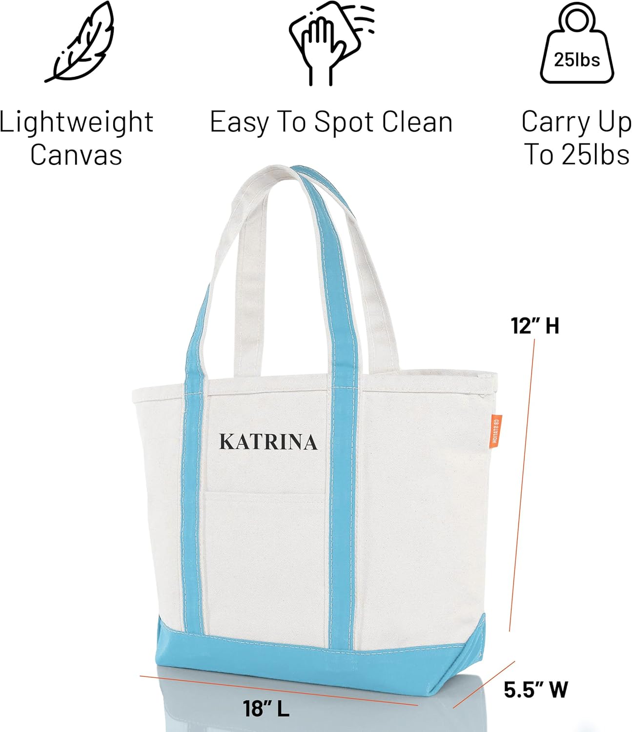 CB STATION Medium Classic Canvas Tote Bag for Women, Top Zipper Closure, Outer Pocket, Daily Essentials, Groceries, Traveling