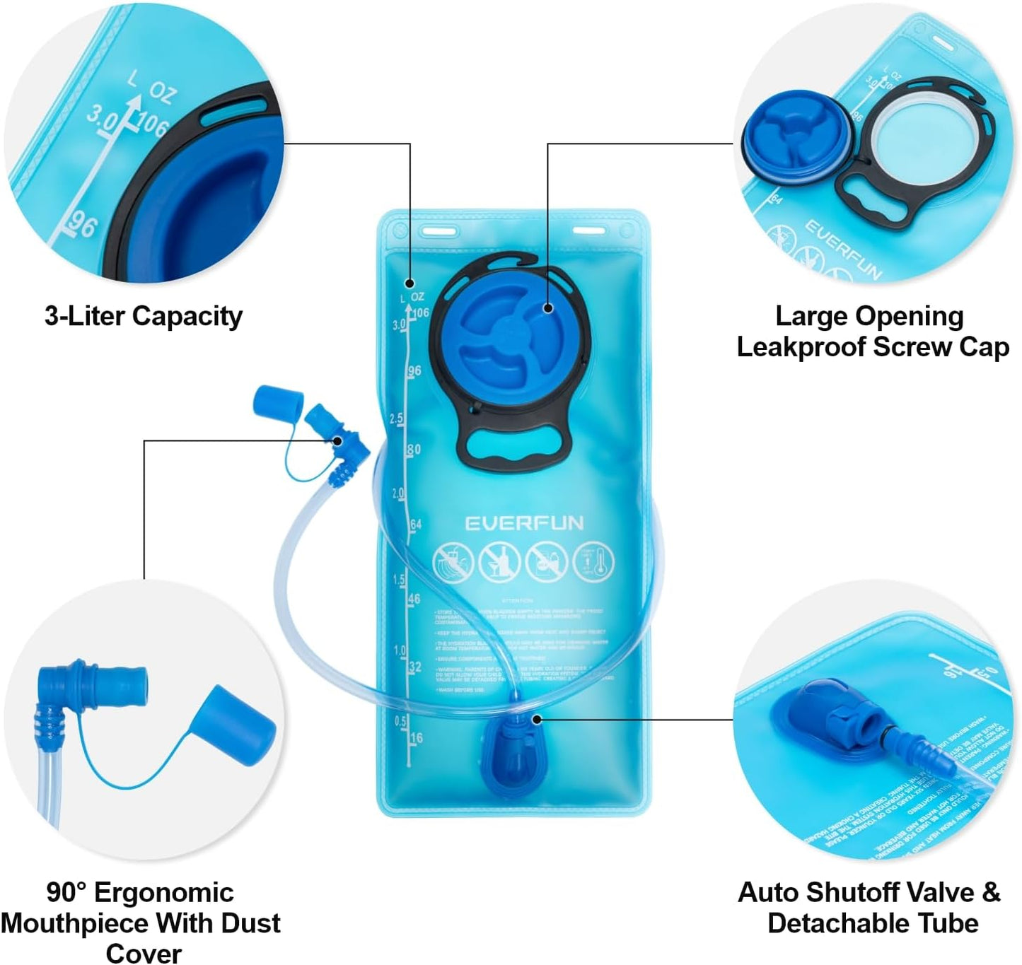 Everfun Hydration Backpack 18L with Water Bladder 2L/3L Hiking Water Backpack Women Men Hydration Pack Insulated Lightweight Day Hydropack with Storage for Hiking, Biking, Running, Festival