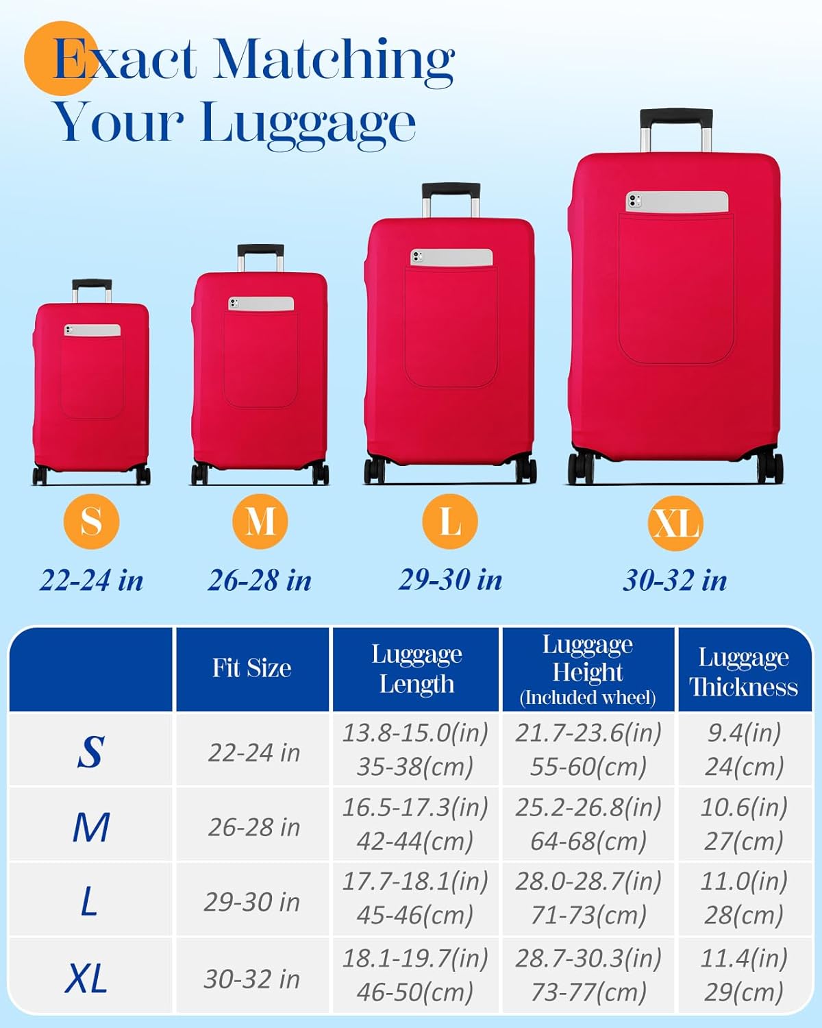 Slohif Luggage Cover for Suitcase Tsa Approved Protector - Luggage Sleeve Suit Case Cover Travel Stretch Large Baggage Case Protective Washable Fit 22-24 Inch Wine Red