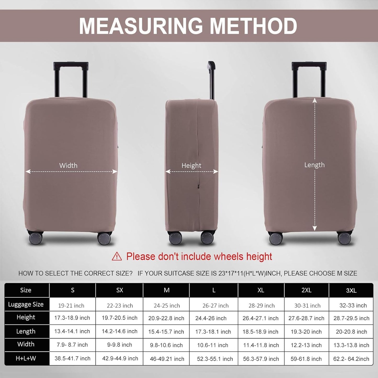 Travel Luggage Cover Suitcase Protector Scratch-Resistant Fit 19-31 Inch Suitcase, Not Included Suitcase (Khaki, S(19-21 inch))