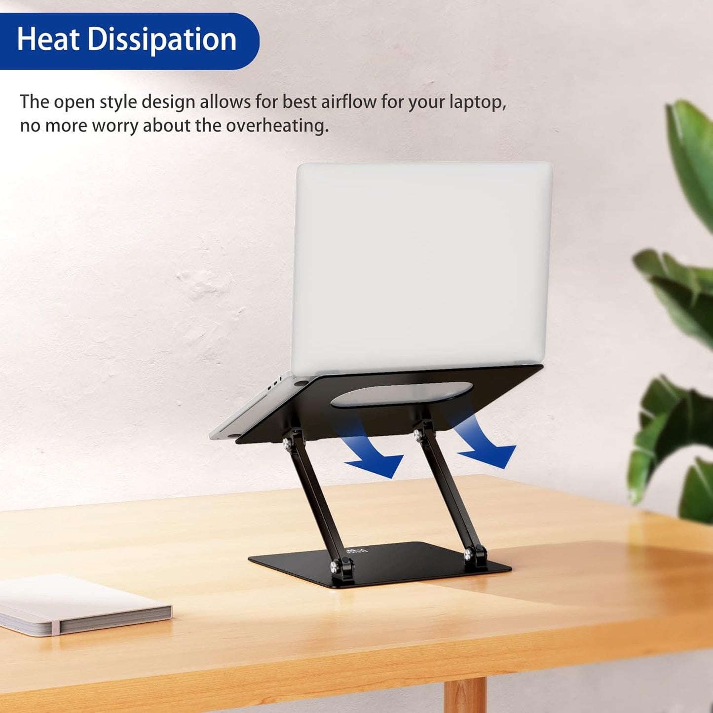 BESIGN LS10 Aluminum Laptop Stand, Ergonomic Adjustable Notebook Stand, Computer Holder Compatible with Air, Pro, Dell, HP, Lenovo More 10-14" Laptops, Black