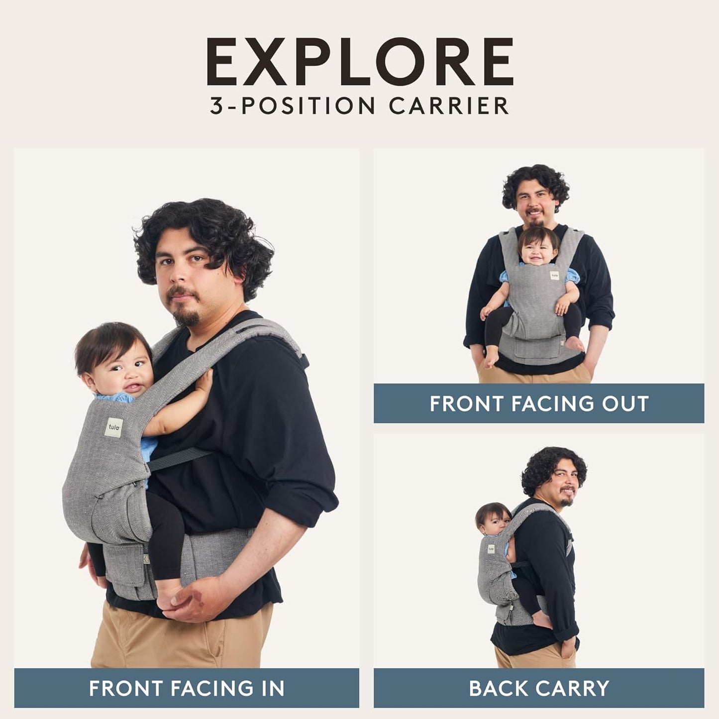Baby Tula Explore Carriers - Breathable Baby Carrier Newborn to Toddler - Adjustable Toddler Carrier - Multiple Ergonomic Positions Front and Back - Ergonomic Fit for 7-45 lb - Mesh, Land Before