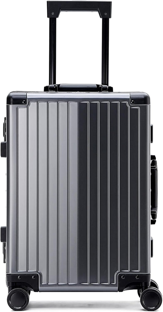 YYW Aluminum Carry-On Luggage Airline Approved Lightweight Suitcase with TSA Lock and Silent Wheels, Hardshell Spinner Business Travel (Gunmetal gray, 24in)