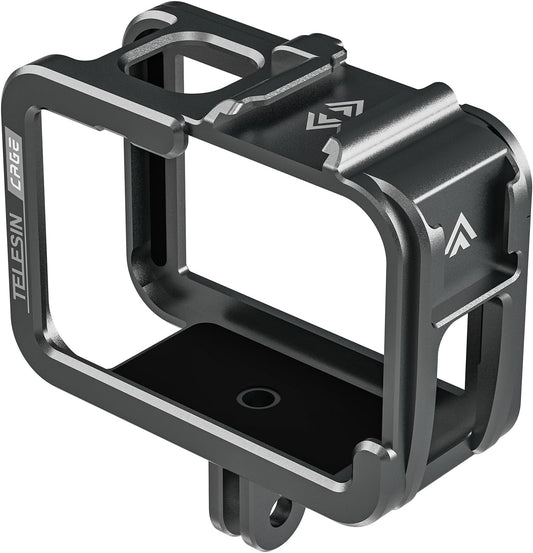 TELESIN Aluminum Case Metal Cage Protective Frame Housing for GoPro Hero 13 12 11 10 9, Fits for Go Pro When ND CPL Lens Filter Max Lens Mount on, with Cold Shoe Connect to Video Light Microphone
