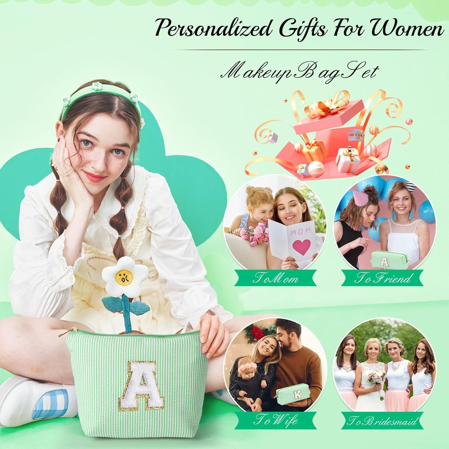 YOOLIFE 2 Pieces Makeup Bags for Women, Mom Birthday Gifts Unique Gifts Makeup Bag Toiletry Bag Makeup Pouch Cosmetic Bag Beauty Bag Cute Makeup Bag Wedding Daughter Friend Gifts for Women Her O