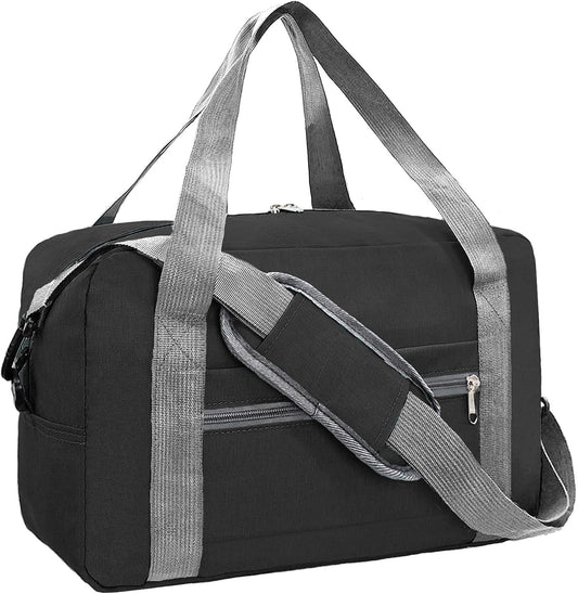 Foldable Carry on Luggage Bag 22x14x9 Personal Item Bag for Airplanes Travel Duffel Bag for Women and Men (40L, Black)