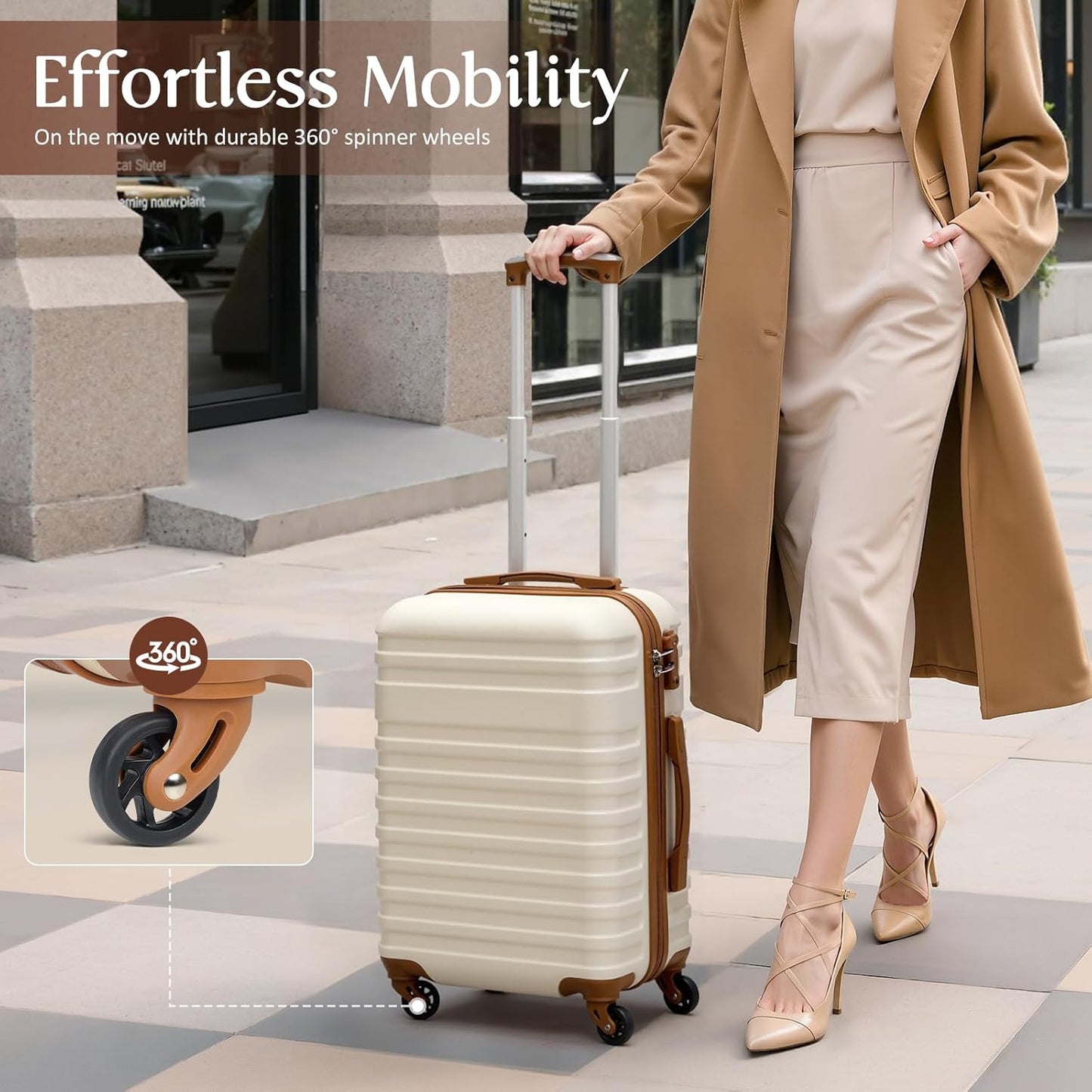 Coolife Suitcase Set 3 Piece Luggage Set Carry On Hardside Luggage with TSA Lock Spinner Wheels (Sky Blue, 3 piece set (DB/TB/20))