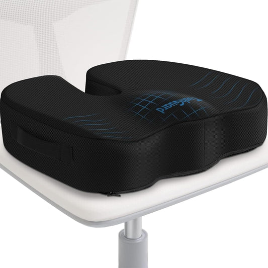 TushGuard Seat Cushion for Office Chair Memory Foam Non-Slip Cushion Back, Coccyx, Sciatica, Tailbone Pain Relief Butt Pillow for Office Chair, Car, Wheelchair, Black, XX-Large