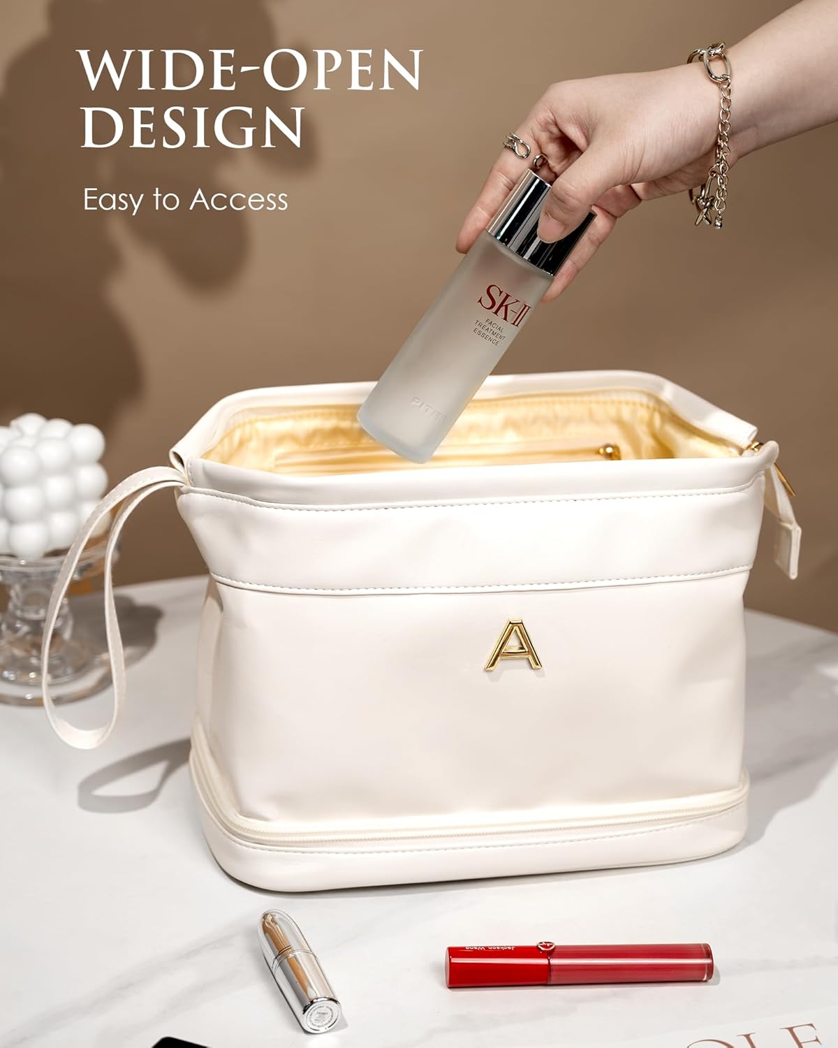 Popular Teen Girl Stuff, Trendy Stuff Makeup Bag, Essentials For Girls Cosmetic Bag with Makeup Brush Organizer, Waterproof, Large Capacity PU Leather Toiletry Bag, Friend gifts