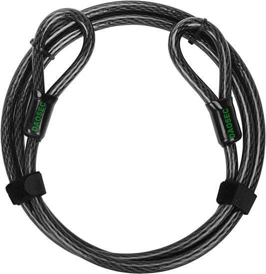 7 ft x 1/2" Heavy Duty Cut-Proof Security Cable | Flexible Vinyl-Coated Braided Steel with Looped Ends | Weatherproof Anti-Theft Locking Cable for Bikes, Gates, Kayaking & Outdoor Equipment