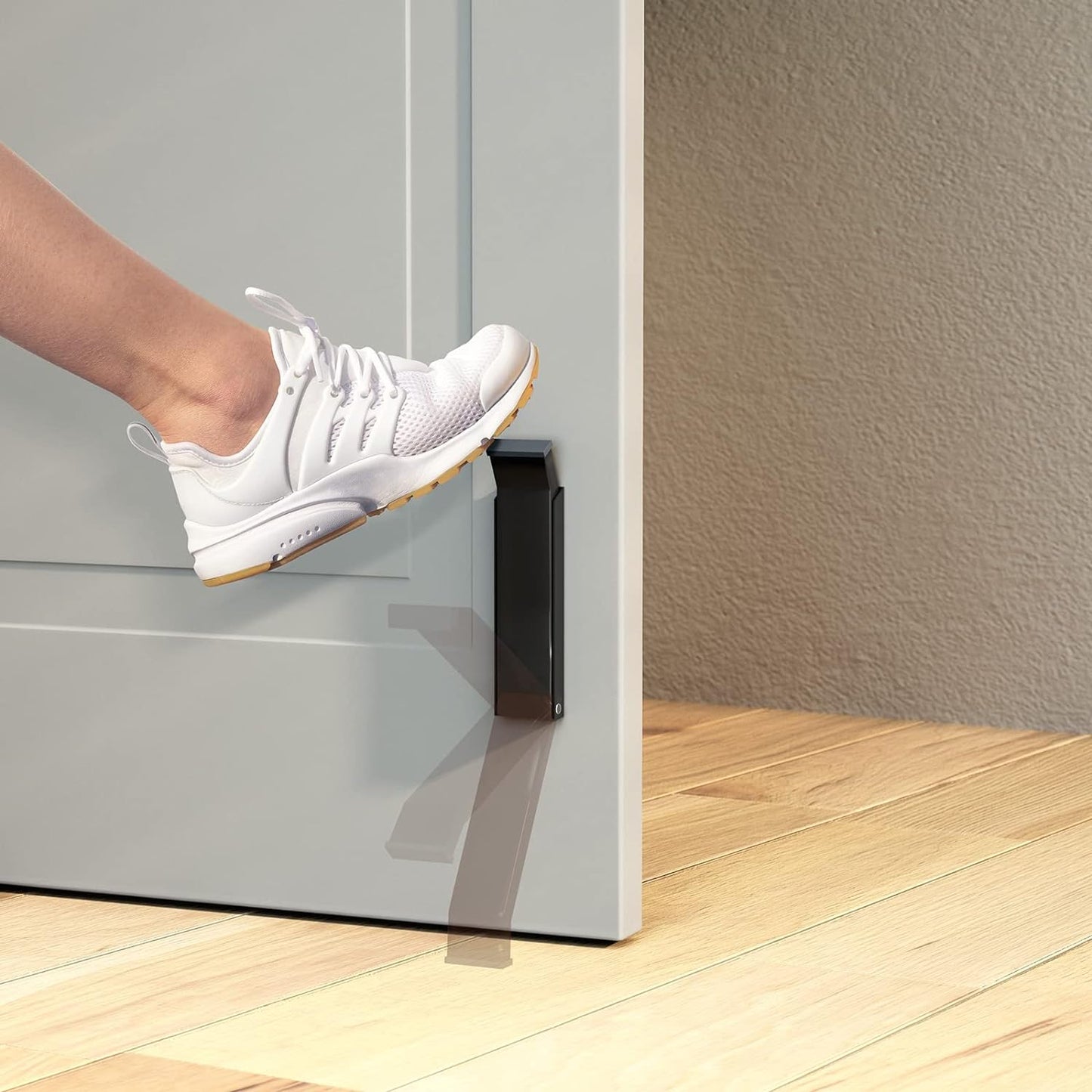 Door Stopper, Door Holder, No Drilling Door Stoppers, Easy Pedal Kick Down Door Stop (1, Black)