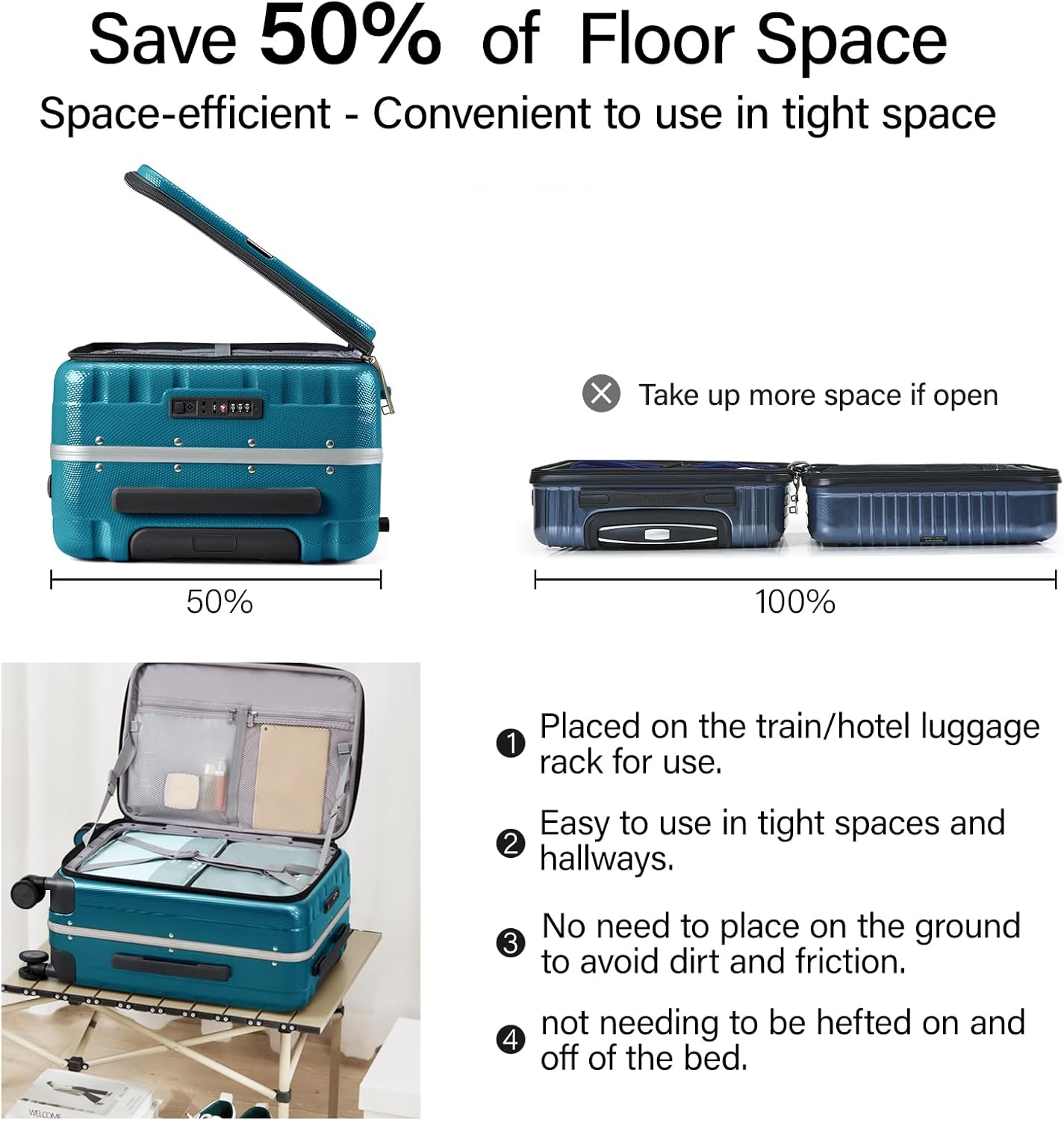 Hanke 26 Inch Large Luggage Suitcase Top Opening Aluminum Frame Tsa Luggage Hard Shell Suitcases with Wheels for Travel Woman Men, Caribbean Blue