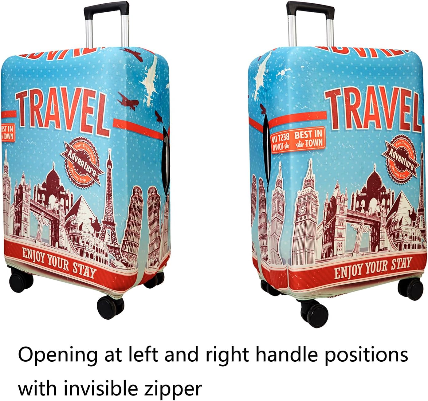 WUJIAONIAO Travel Luggage Cover Baggage Suitcase Protector Fit for 18-32 Inch Luggage (M (for 22-24 inch luggage), PINK PANTHER)