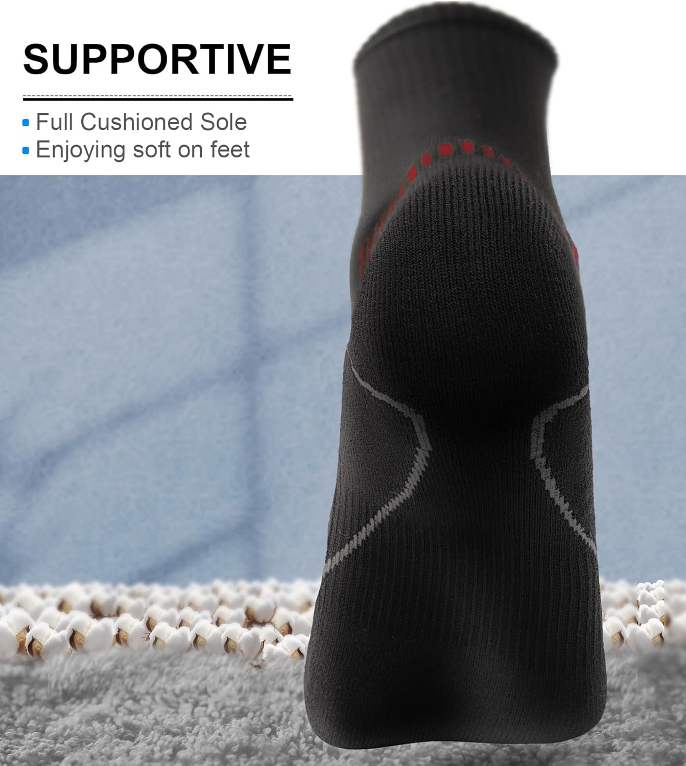 BULLIANT Compression Socks for Men 6Pairs, Athletic Crew Socks Cushioned For Men Sports Running-Arch Support