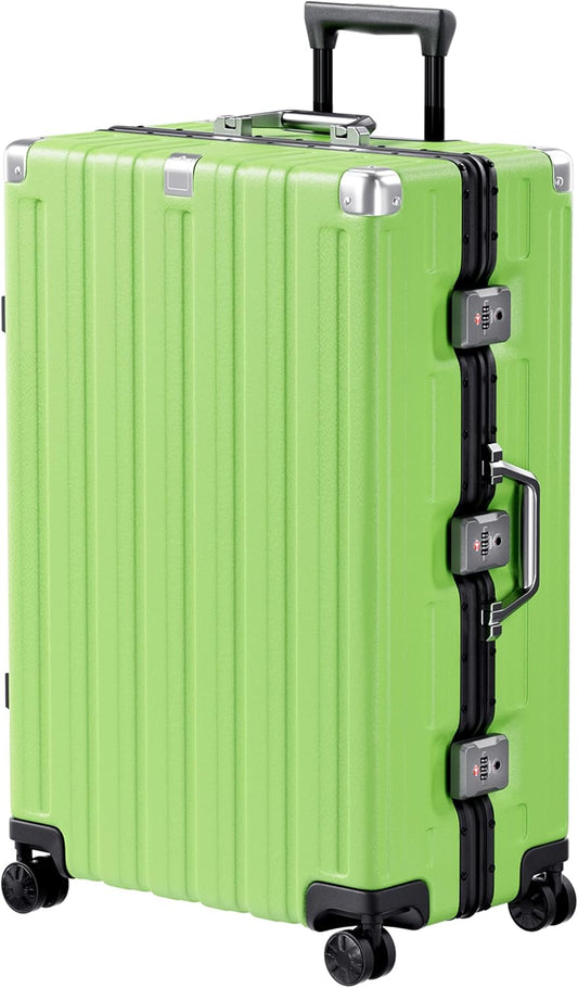 Krute Luggage 28 Inch Aluminum Frame Luggages TSA Lock No Zipper Checked Suitcase with Spinner Wheels Hardshell Lightweight PC+ABS Large Suit Case