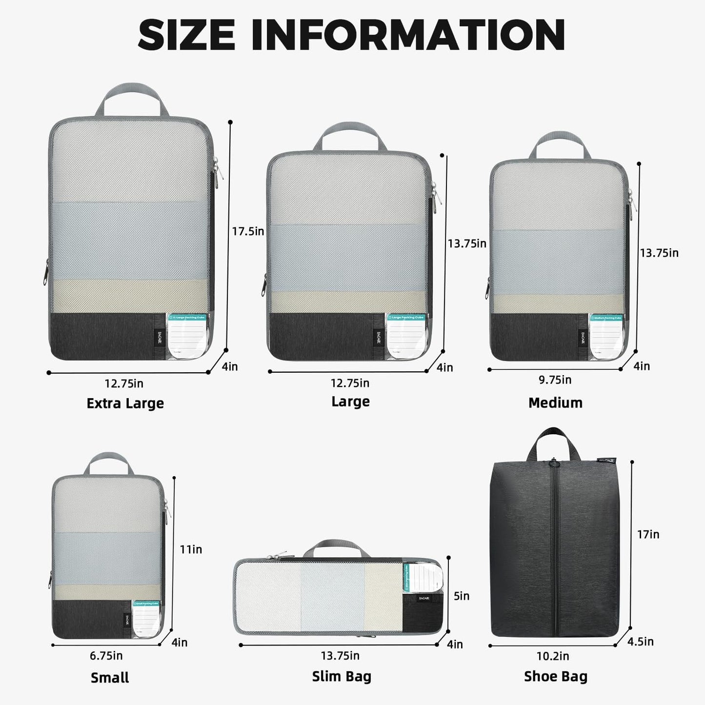 BAGAIL 6 Set/4 Set Lightweight Compression Packing Cubes for Travel, Anti-Tearing Expandable Organizer Bags for Suitcase