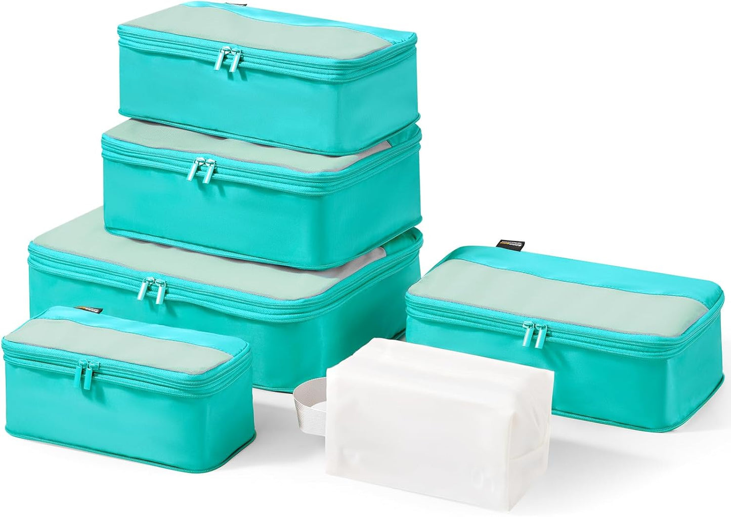 6 Set Compression Packing Cubes for Travel Essentials, Luggage Organizers for Suitcases (Teal)