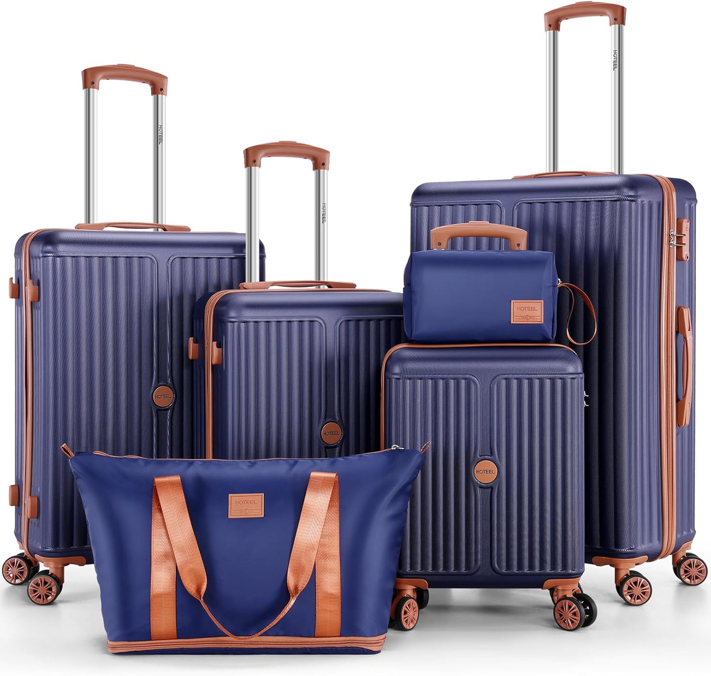 Hoteel Luggage 6-piece Set, 360° Universal Suitcases with Wheels Hard Shell Suitcase with TSA Lock, Including Waterproof Luggage Bag, Travel Maletas for Men and Women,Blue(16/20/24/28Inch)
