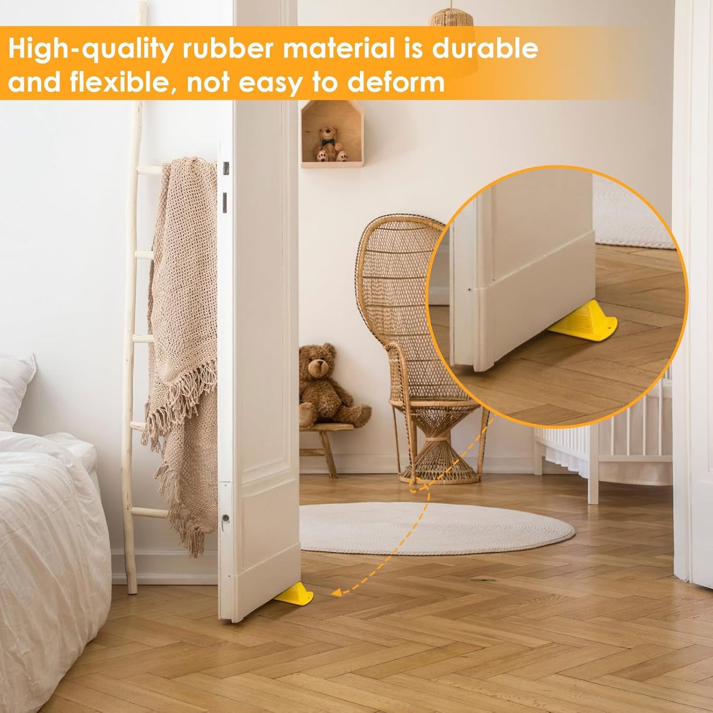 Frienda 6 Pcs Jumbo Door Stoppers Heavy Duty Door Stopper Tall up to 2inch Tall Wedge TPR Large Wedge Stackable Big Rubber Doorstop for Hotel Carpet Hardwood Concrete and Tile (Yellow)