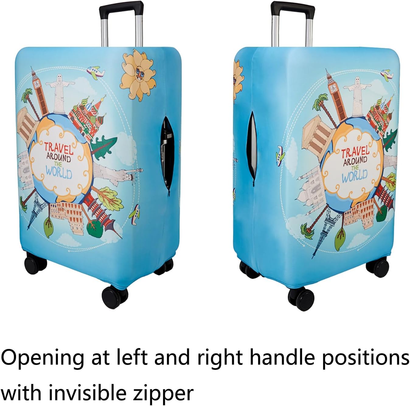 WUJIAONIAO Travel Luggage Cover Spandex Suitcase Protector Washable Baggage Covers (M (for 22-24 inch luggage), ocean)