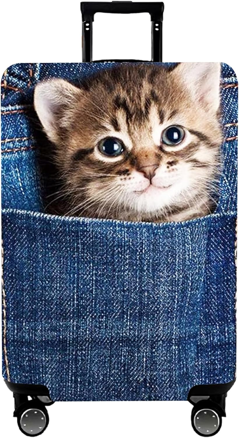 WUJIAONIAO Travel Luggage Cover Baggage Suitcase Protector Fit for 18-32 Inch Luggage (S (for 18-20 inch luggage), Cat B)
