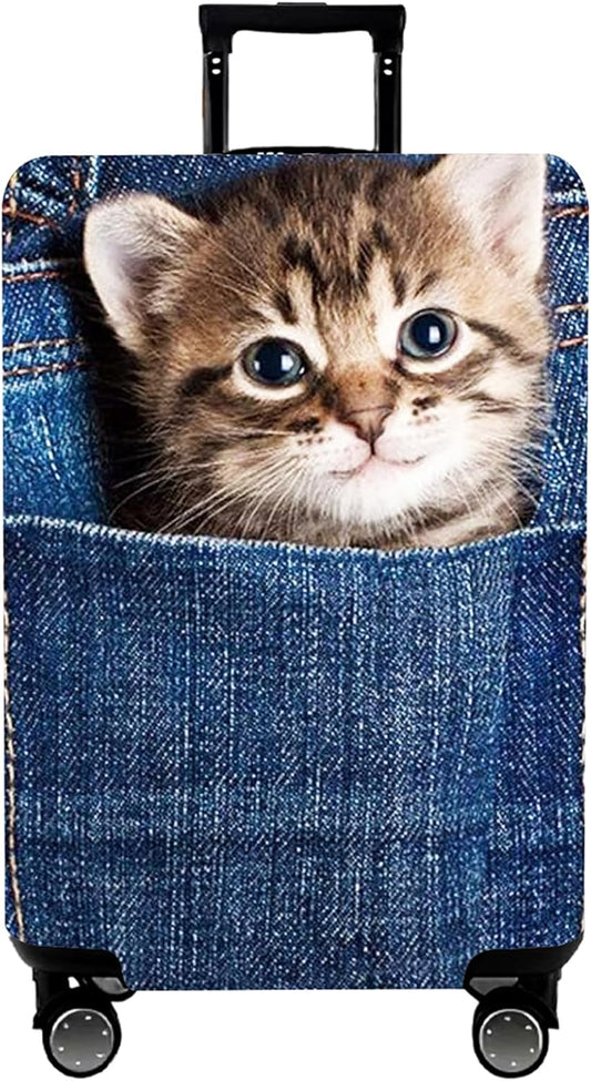 WUJIAONIAO Travel Luggage Cover Baggage Suitcase Protector Fit for 18-32 Inch Luggage (S (for 18-20 inch luggage), Cat B)
