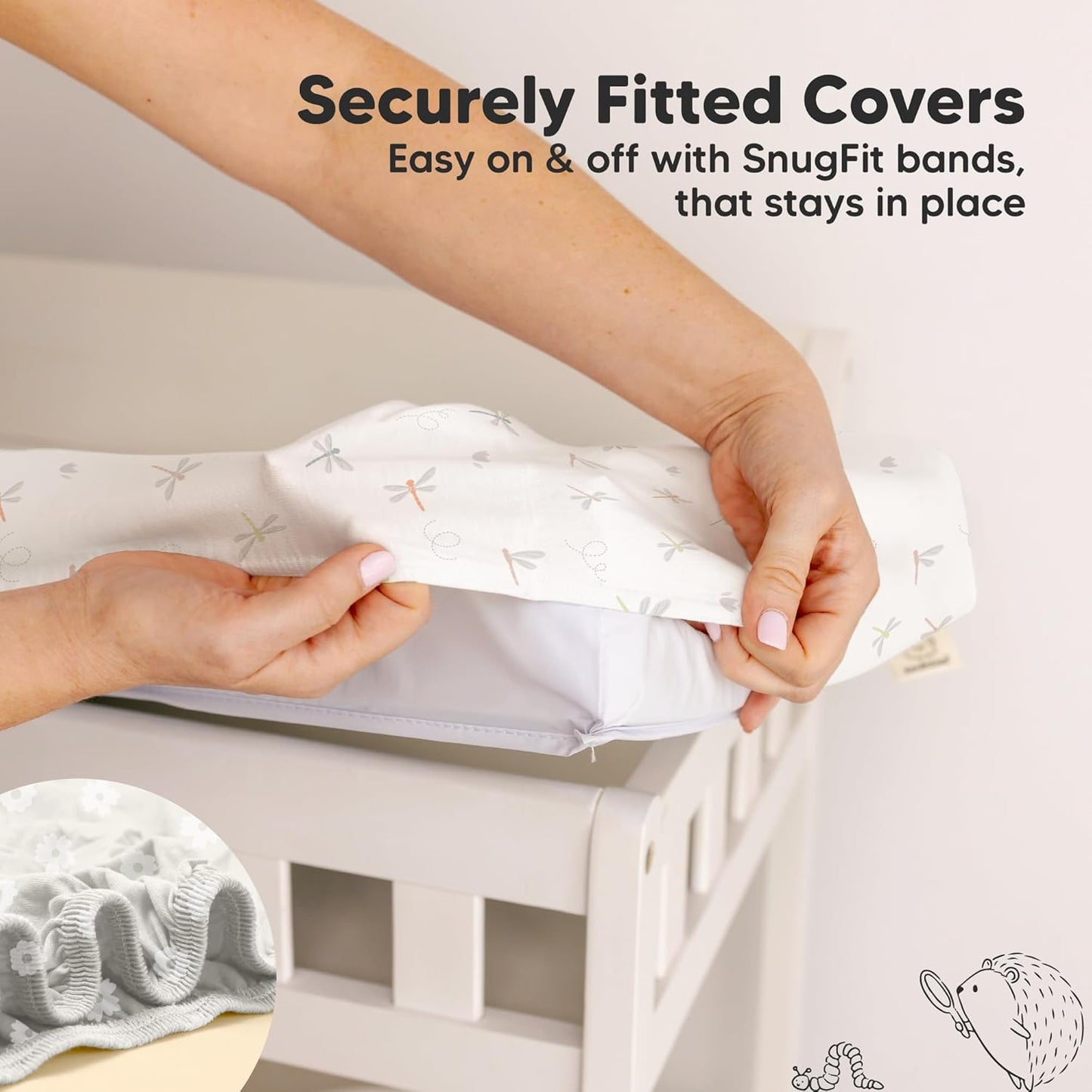 2-Pack Baby Changing Pad Covers for Girl, Boy, Neutral - Soft Viscose Derived from Bamboo Changing Table Pad Cover Sheets, Baby Nursery Diaper Changing Pad Cover, Contour Changing Pad Liner (Meadow)