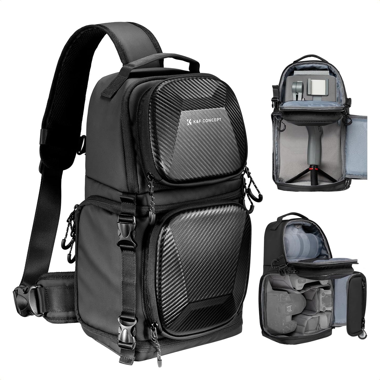 K&F Concept Camera Sling Bag Crossbody Bag Hardshell Camera Shoulder Backpack DSLR/SLR/Mirrorless Camera Case Photography Bags for Photographer