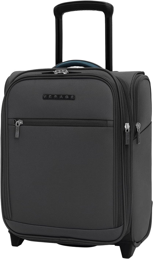 Verage Under Seat Luggage with Wheels, Softside Expanable Small Suitcase Carry On Luggage Bags for Airlines Airplanes Short Trip Men Women (Grey, 16-Inch Rolling Underseat)