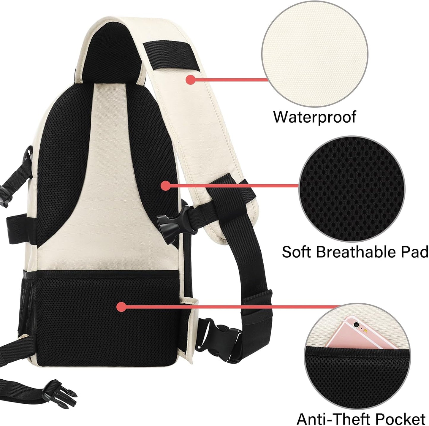 MOSISO Camera Sling Bag, DSLR/SLR/Mirrorless Camera Backpack Case Shockproof Photography Backpack with Tripod Holder & Removable Modular Inserts Compatible with Canon/Nikon/Sony/Fuji