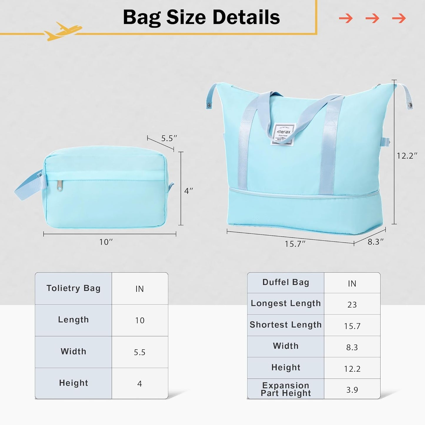 Merax Luggage Set 2 Piece Suitcase Sets with Spinner Wheel,Lightweight Hardside Expandable Travel Laggage with TSA Lock,Suitcase with Travel Bag(20"/28",Baby Blue)