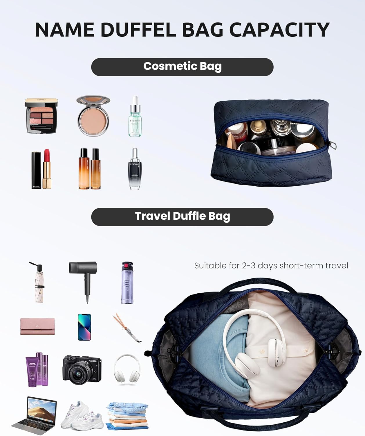 Gifts for 9 10 11 12 13 14 15 16 17 Year Old Girls-Duffle Bag with Shoe Compartment, Personalized Weekender Bag, Travel Bag with Makeup Bag，Birthday Gifts for Women Friendship (Letter T)