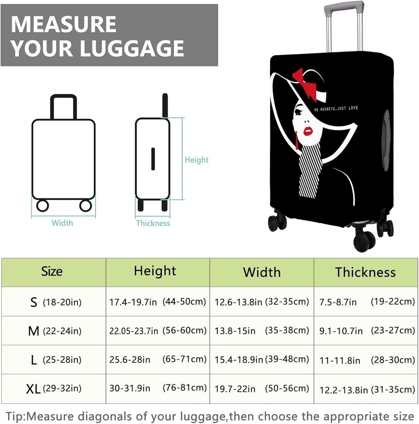 Travel Luggage Cover Suitcase Protector Fits 18-32 Inch Wheel Covers PatternedTravel Related Items Flower Luggage Protector Elastic M