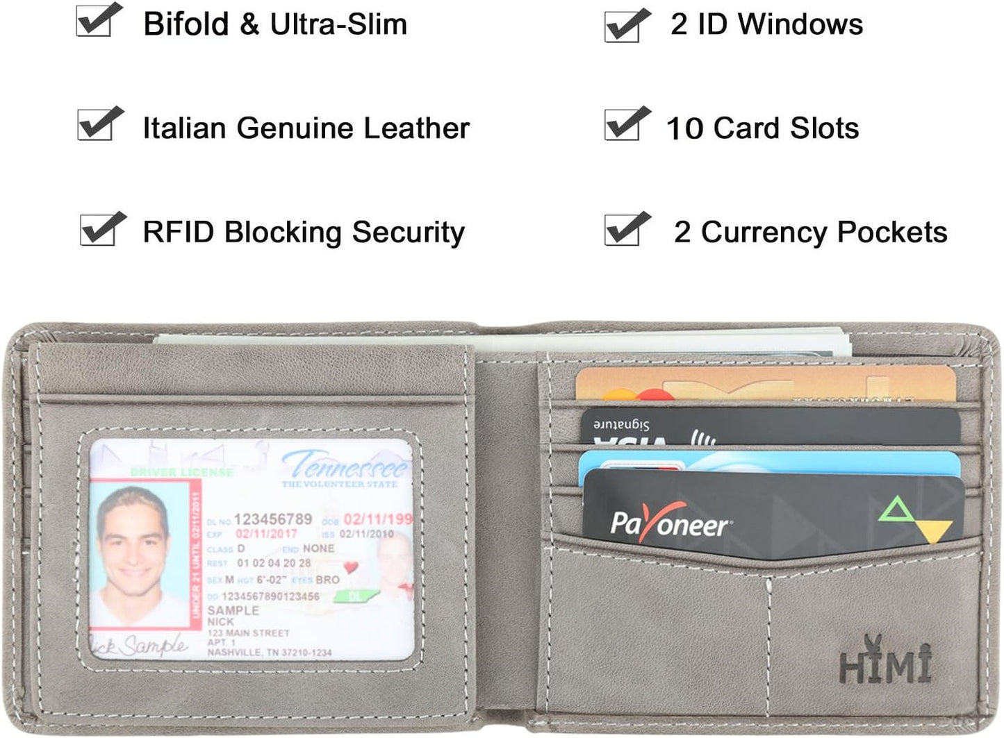 Wallet for Men-Genuine Leather RFID Blocking Bifold Stylish Wallet With 2 ID Window