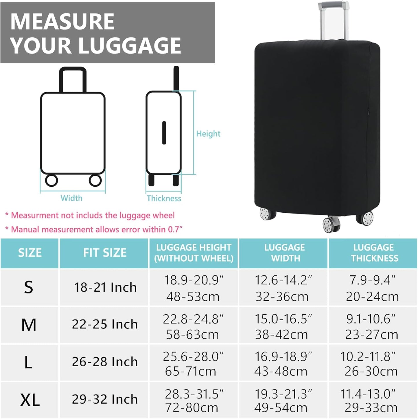 Travelkin Luggage Covers For Suitcase Tsa Approved,Suitcase Cover Protector Fit 18-21 Inch Luggage