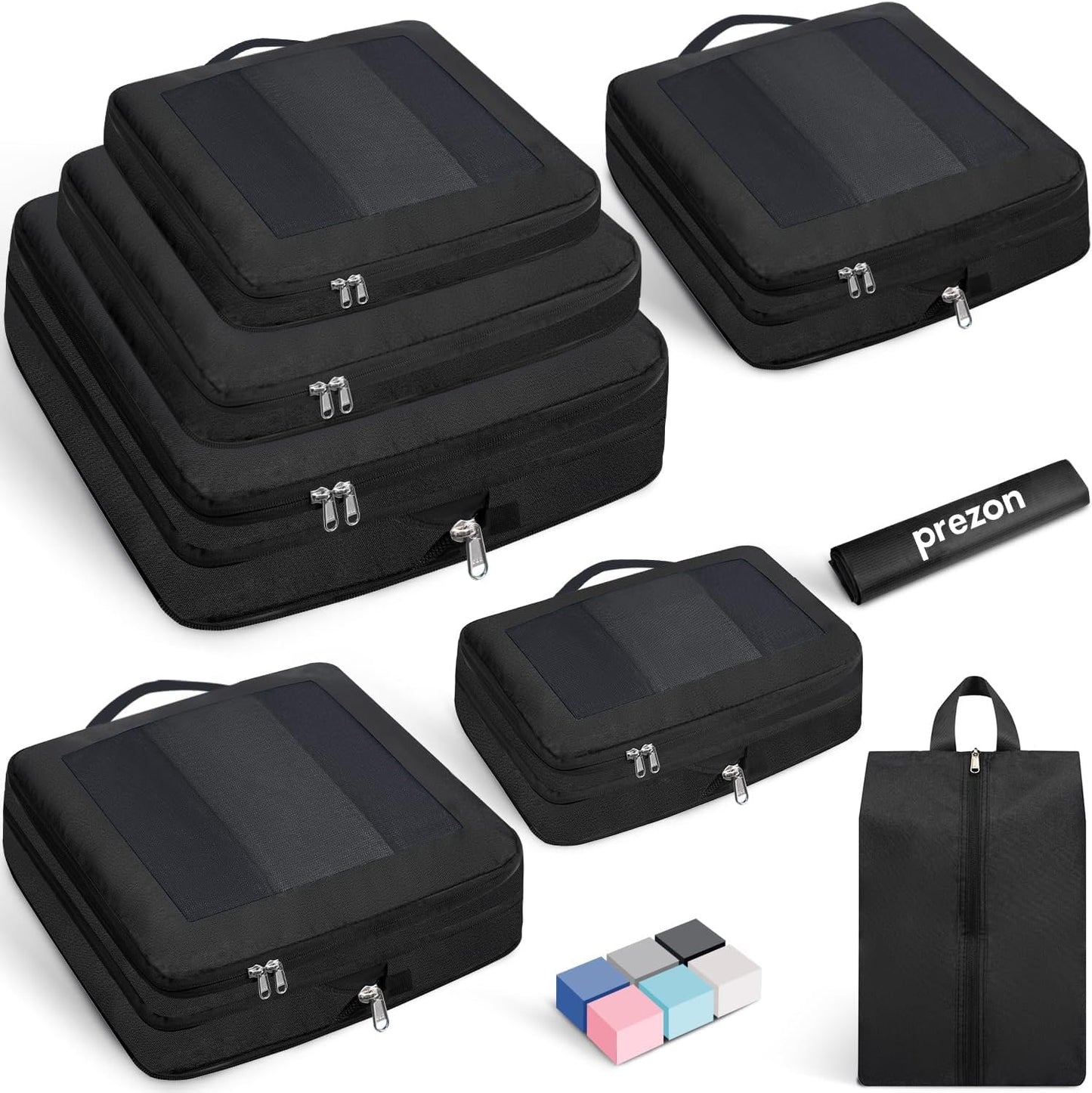 8 Set/6 Set/4 Set Compression Packing Cubes for Travel, Lightweight Vacation Travel Essentials, Travel Accessories for Suitcase Organizer Bags Set, Durable Luggage Organizer