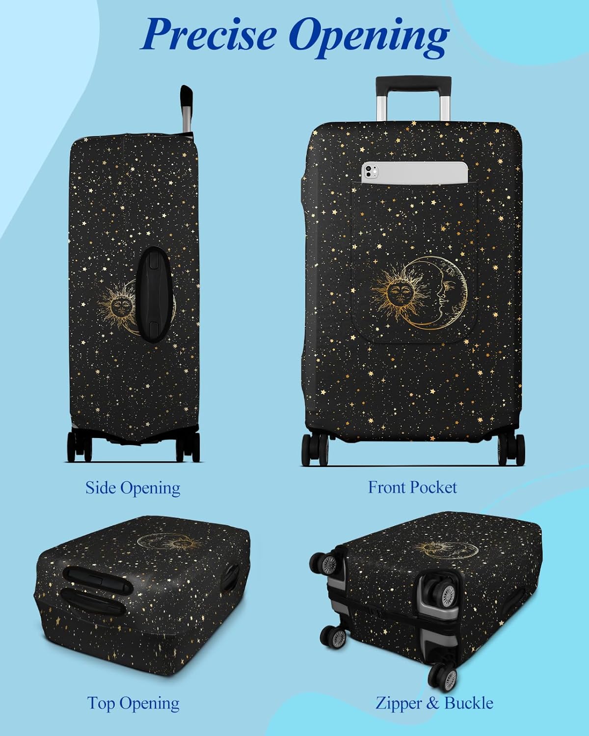 Slohif Luggage Cover for Suitcase Tsa Approved Protector - Luggage Sleeve Large Suit Case Cover Travel Stretch Baggage Case Protective Washable Fit 26-28 Inch Sun M