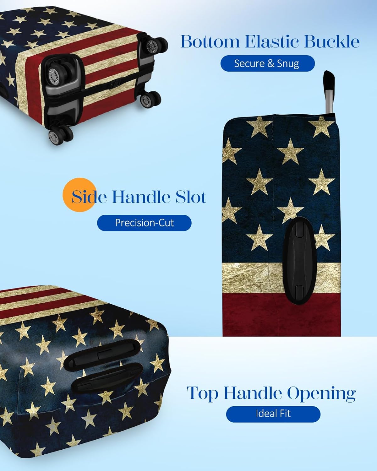 Slohif Luggage Cover for Suitcase Tsa Approved Protector - Luggage Sleeve Large Suit Case Cover Travel Stretch Baggage Case Protective Washable Fit 30-32 Inch Flag XL