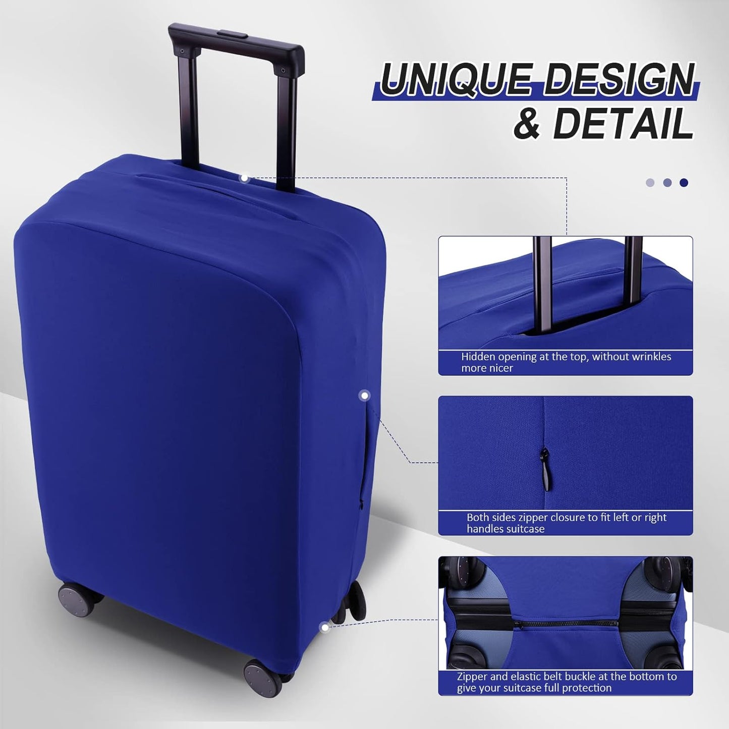 Travel Luggage Cover Suitcase Protector Scratch-Resistant Fit 19-31 Inch Suitcase, Not Included Suitcase (Blue, S(19-21 inch))