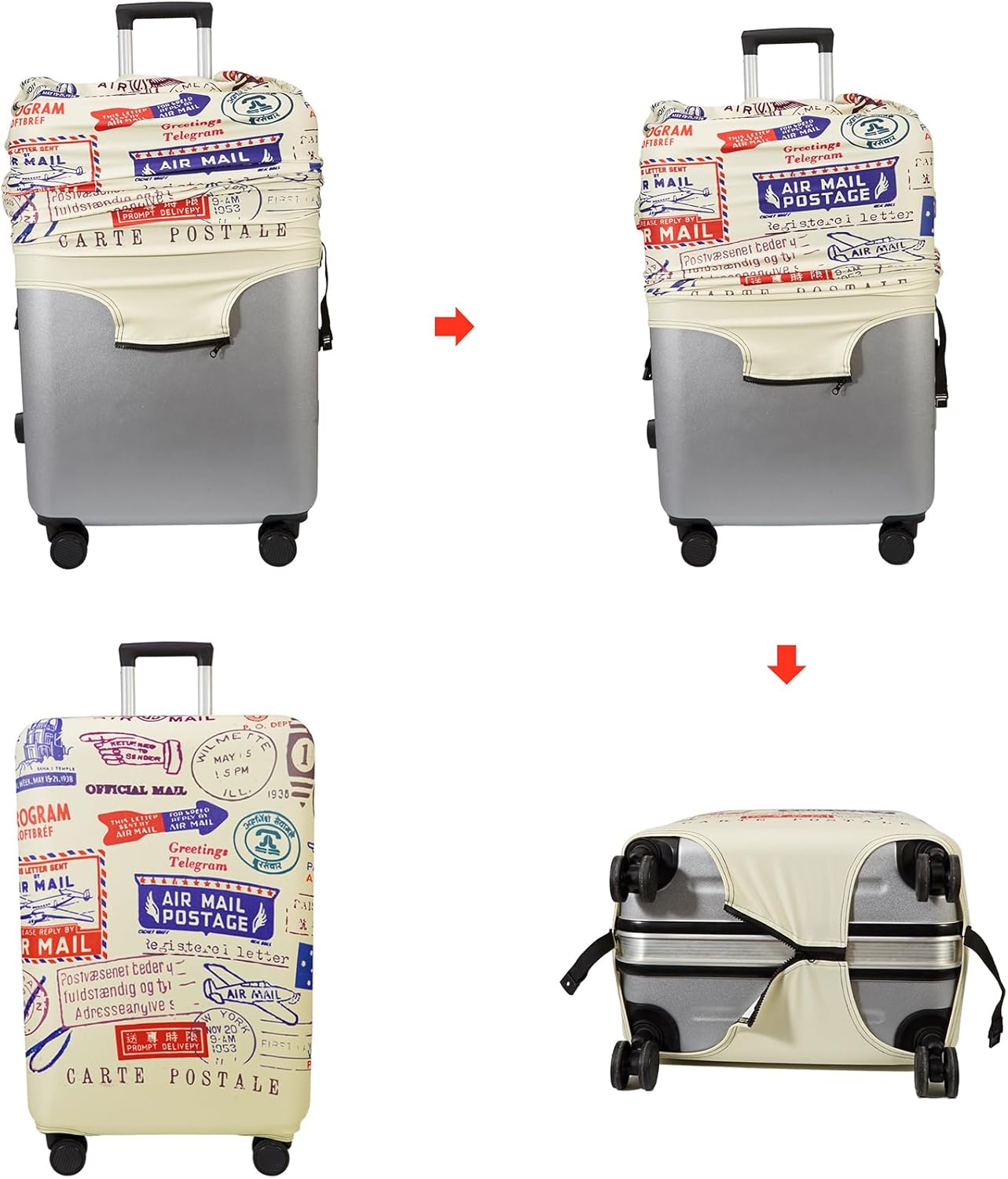 WUJIAONIAO Travel Luggage Cover Spandex Suitcase Protector Washable Baggage Covers (XL (for 29-32 inch luggage, Colorful flowers)