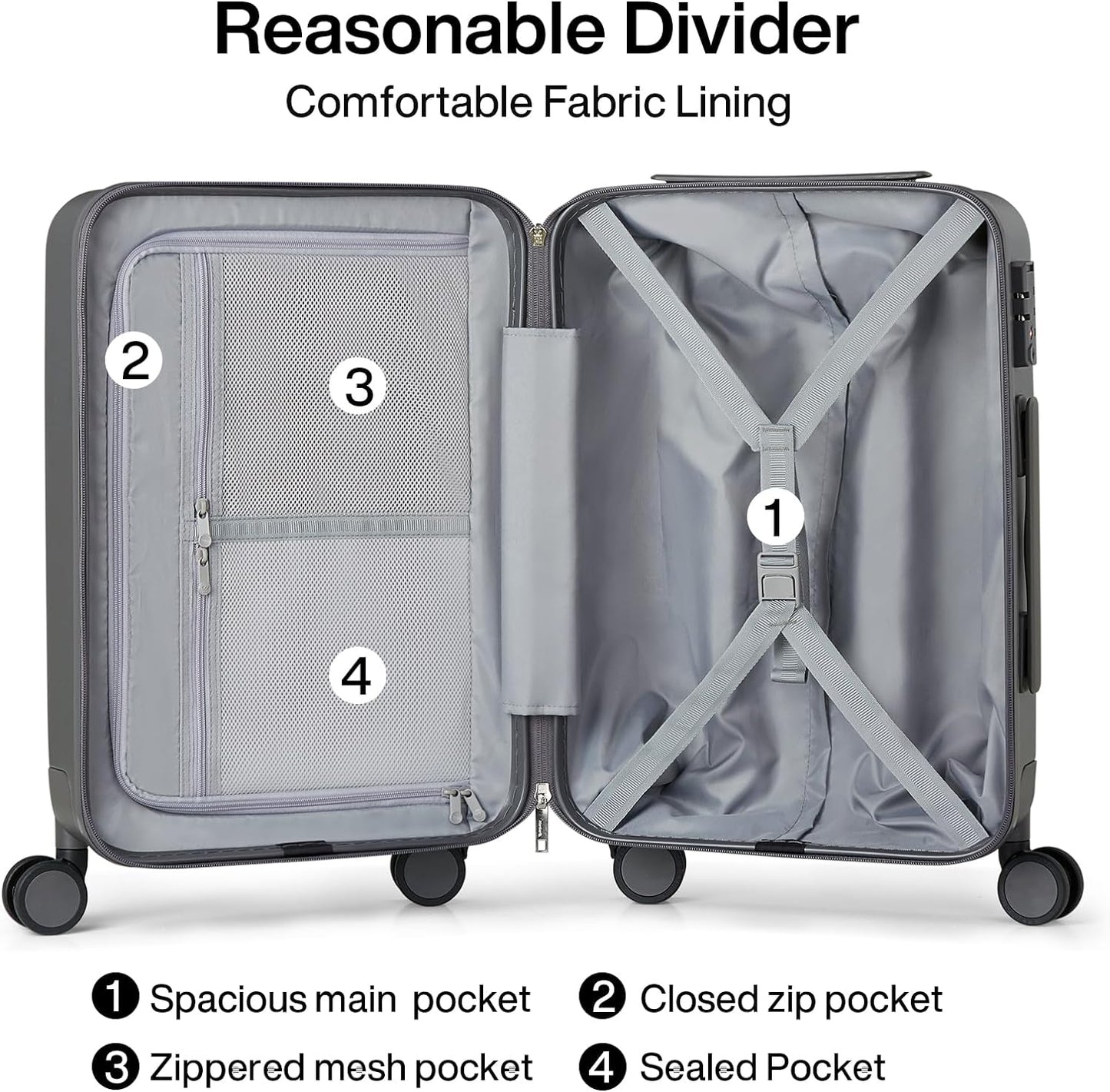 Hanke 28 Inch Luggage with Spinner Wheels Large Travel Suitcase Tsa Hard Case Luggage for Women Men Rolling Checked Luggages(Graphite Grey)