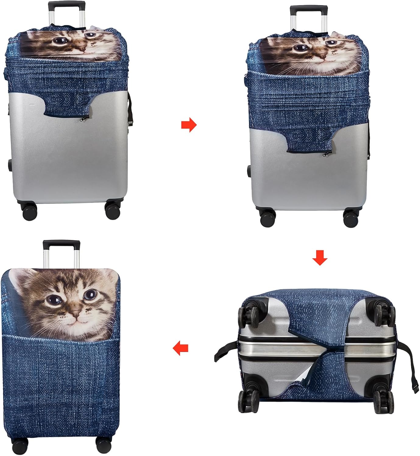 WUJIAONIAO Travel Luggage Cover Baggage Suitcase Protector Fit for 18-32 Inch Luggage (M (for 22-24 inch luggage), Cat B)